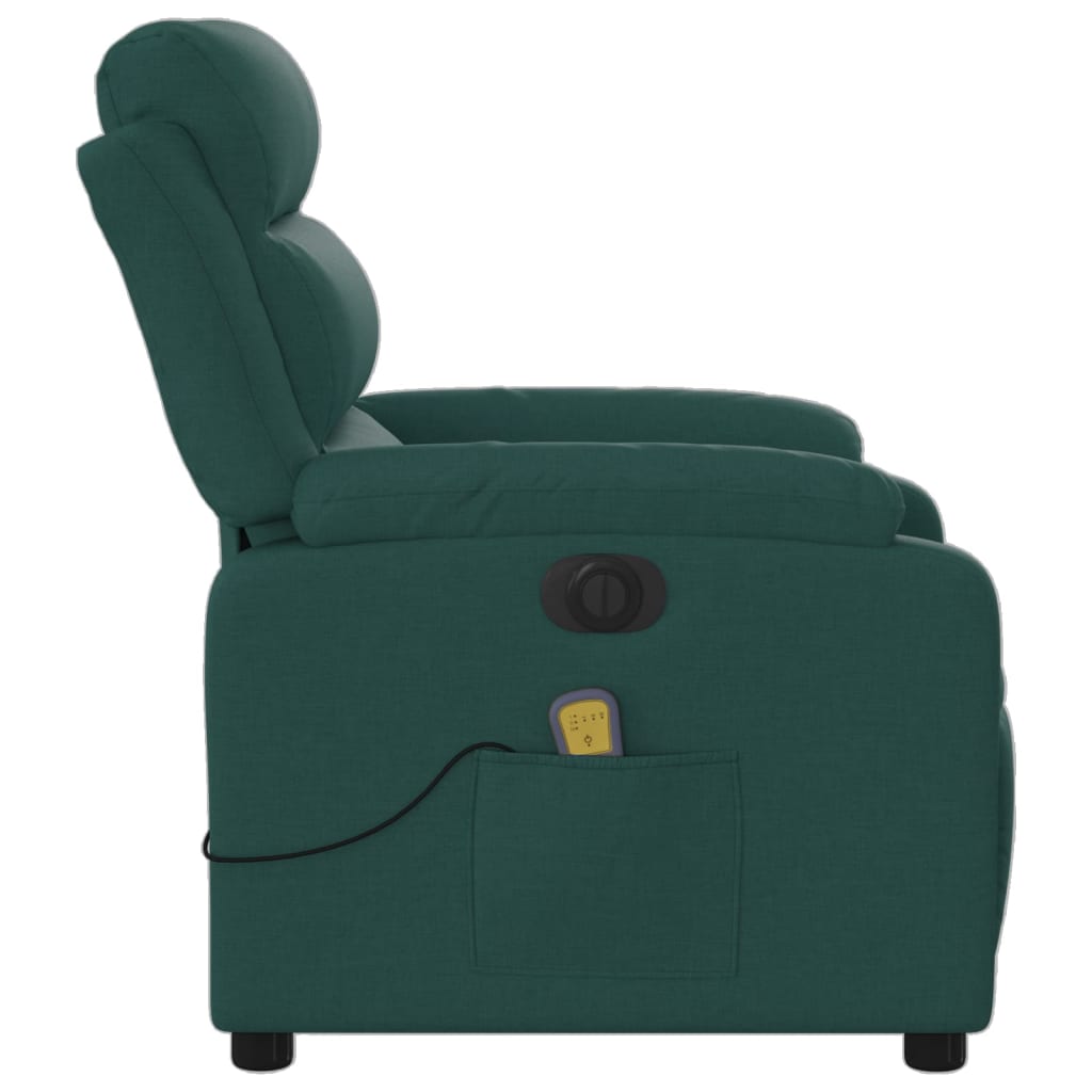 Electric Massage Recliner Chair Dark Green Fabric