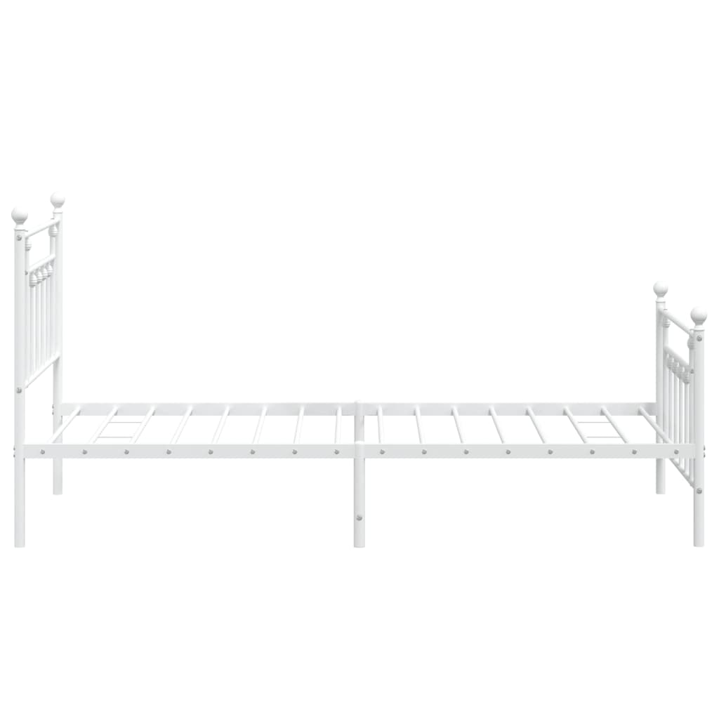 Metal Bed Frame without Mattress with Footboard White 39.4"x74.8"