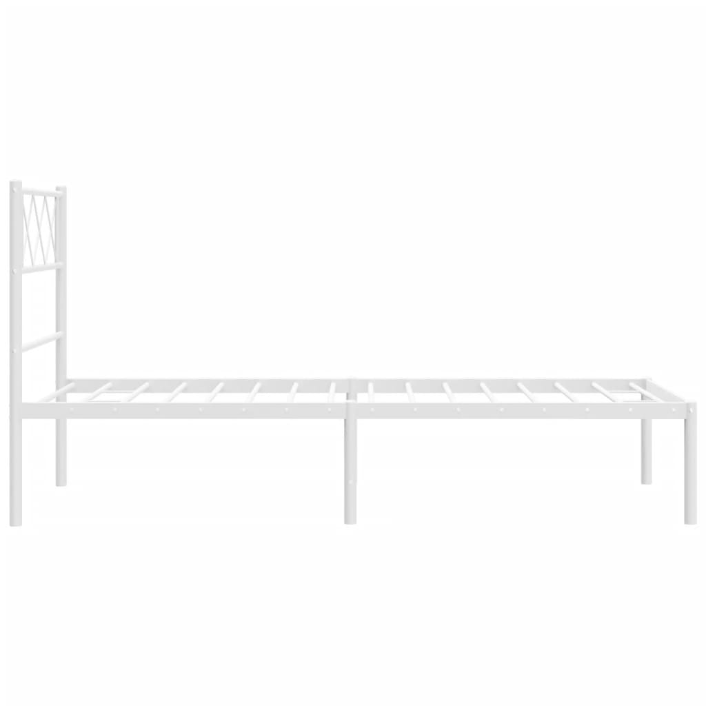 Metal Bed Frame without Mattress with Headboard White 39.4"x74.8"