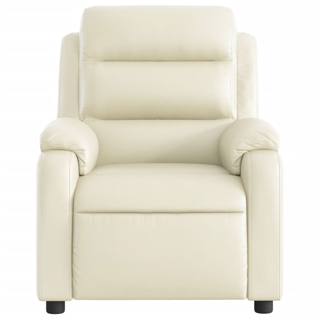 Electric Massage Recliner Chair Cream Faux Leather