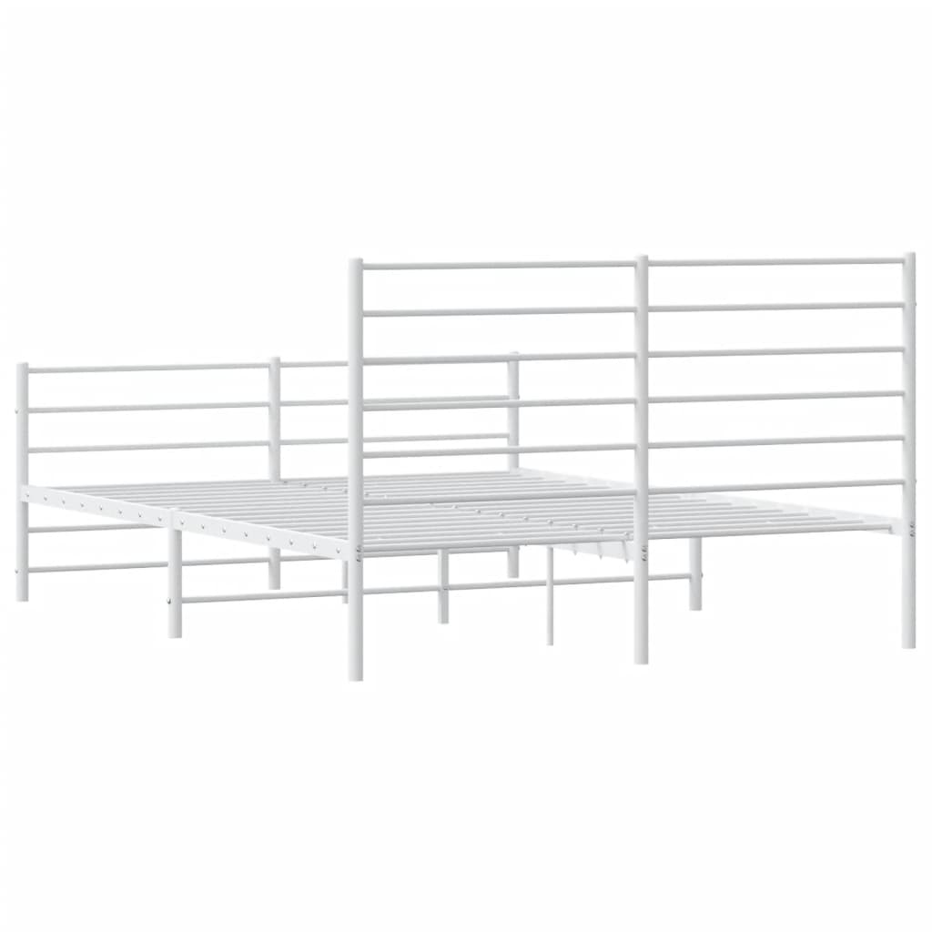 Metal Bed Frame without Mattress with Footboard White 59.1"x78.7"