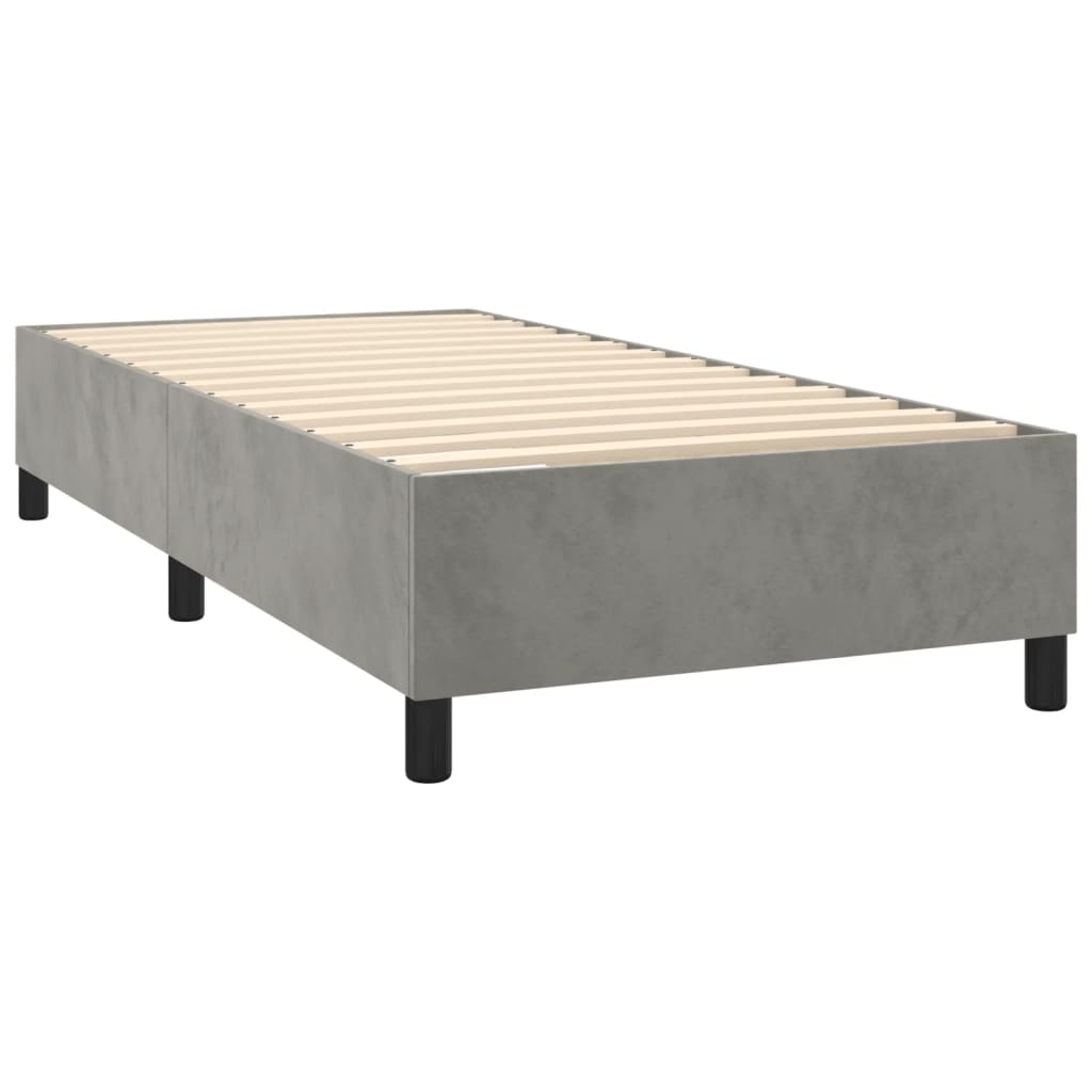 Box Spring Bed with Mattress Light Gray 39.4"x74.8" Twin Velvet