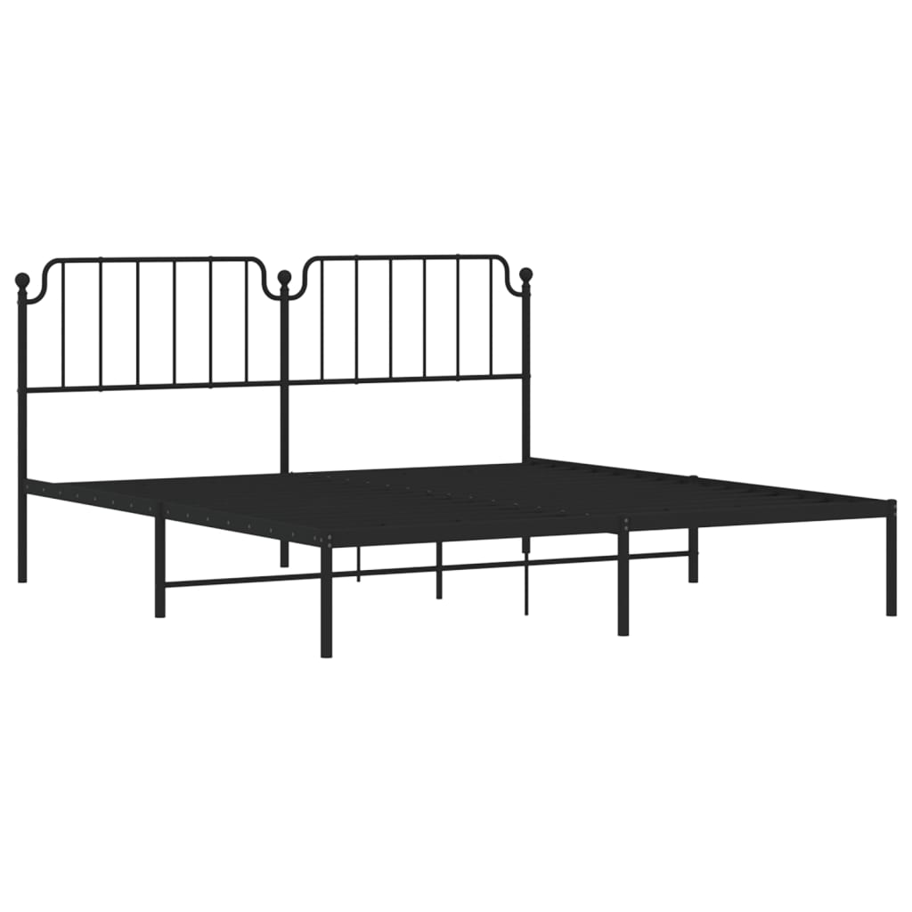 Metal Bed Frame without Mattress with Headboard Black 72"x83.9"