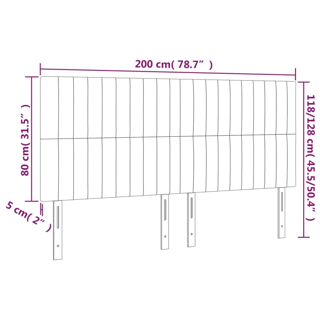 Headboards 4 pcs Dark Gray 39.4"x2"x30.7"/34.6" Fabric