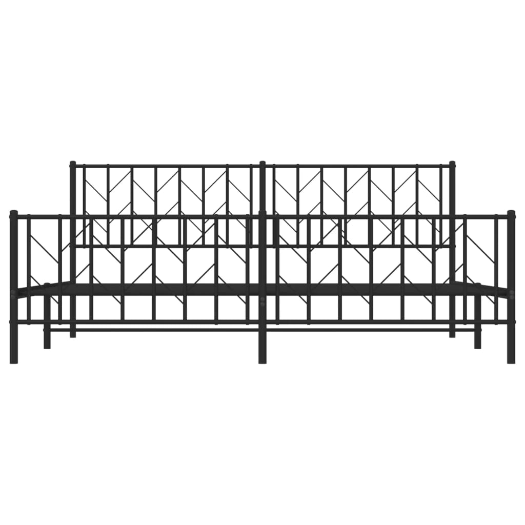 Metal Bed Frame without Mattress with Footboard Black 76"x79.9"