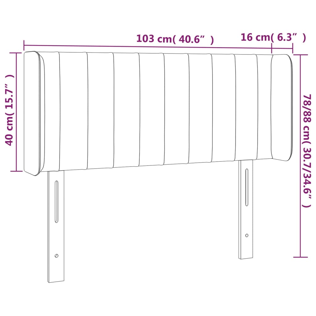 LED Headboard Light Gray 40.6"x6.3"x30.7"/34.6" Velvet