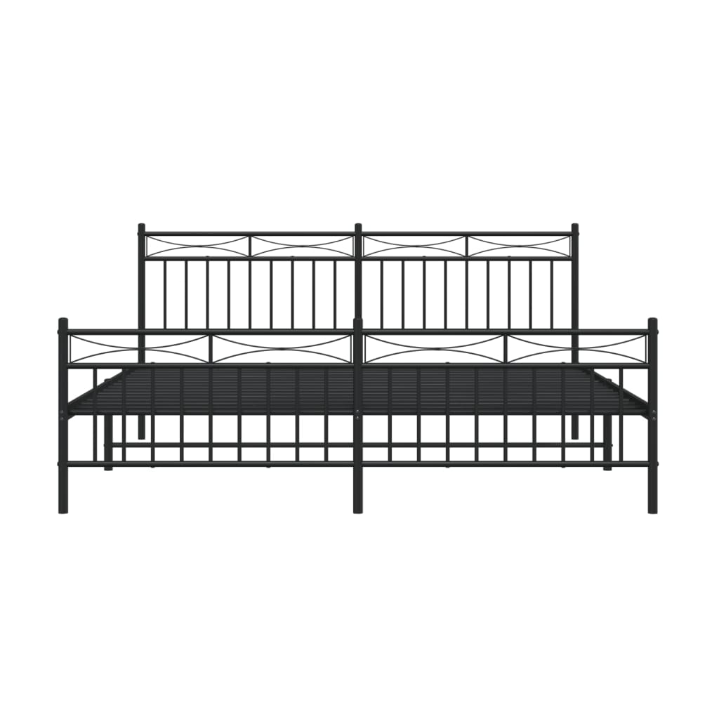 Metal Bed Frame without Mattress with Footboard Black 72"x83.9"