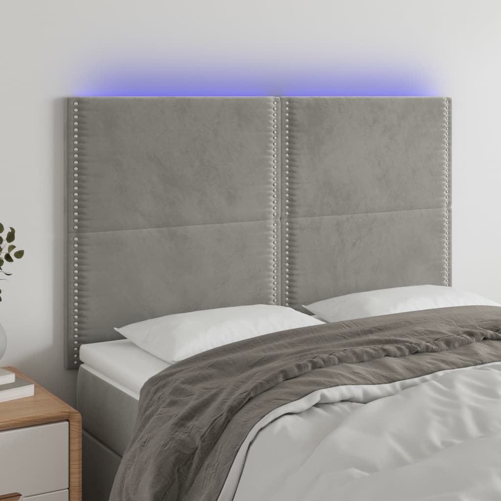 LED Headboard Light Gray 56.7"x2"x46.5"/50.4" Velvet