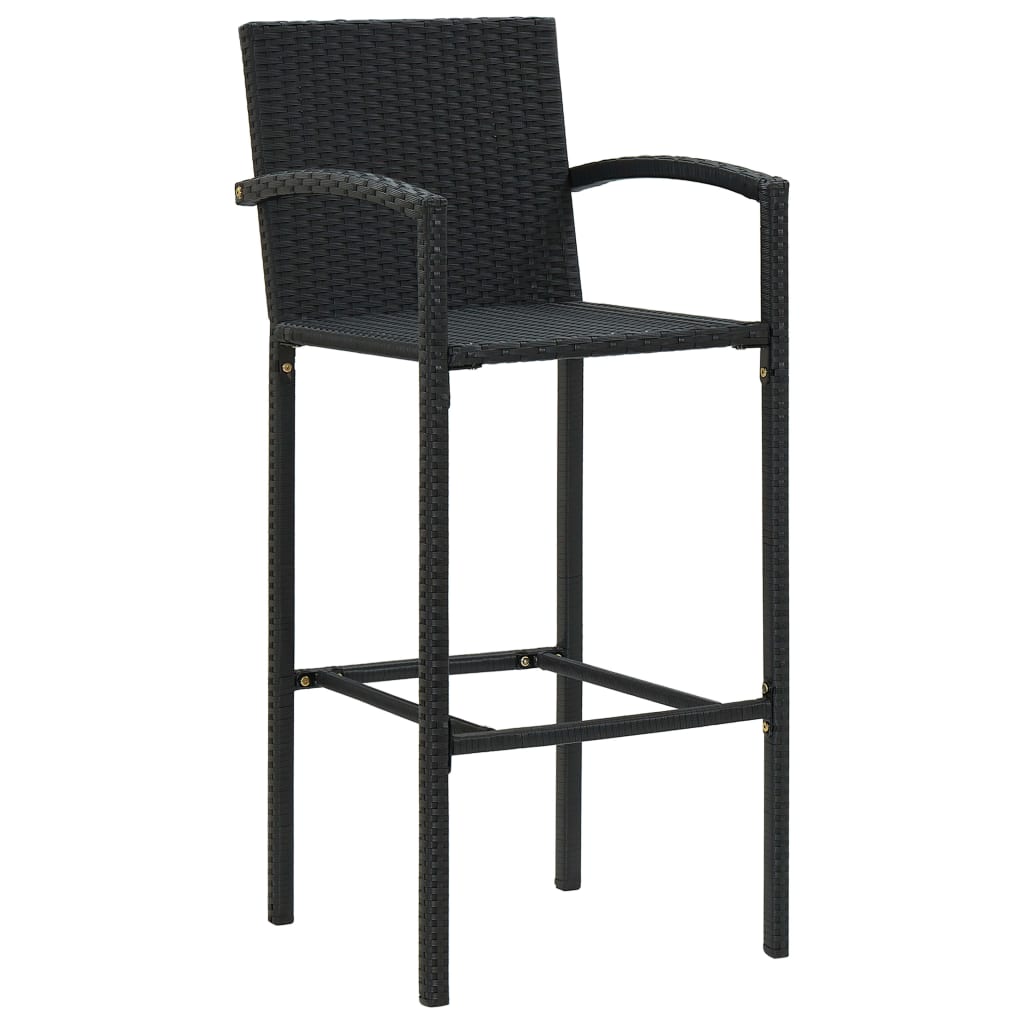 3 Piece Patio Bar Set Black Poly Rattan