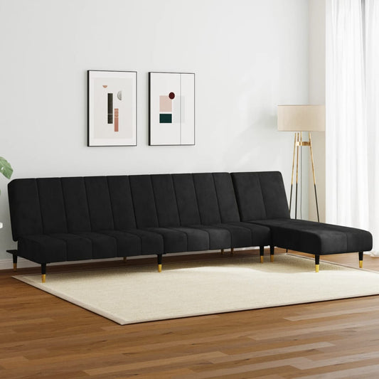 2 Piece Sofa Set Black Velvet