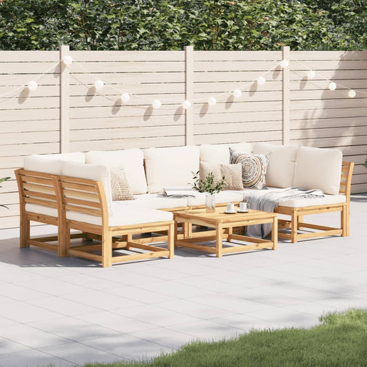 7 Piece Patio Lounge Set with Cushions Solid Wood Acacia