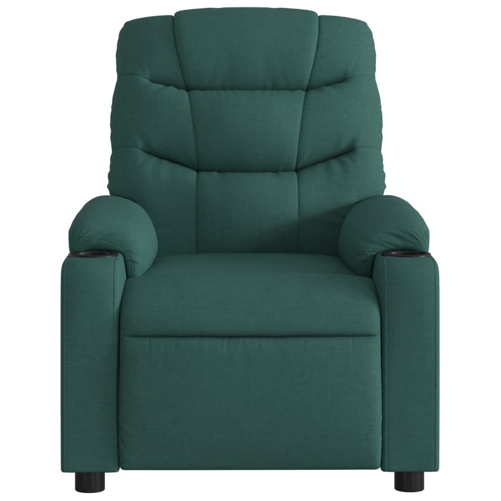 Massage Recliner Chair Dark Green Fabric