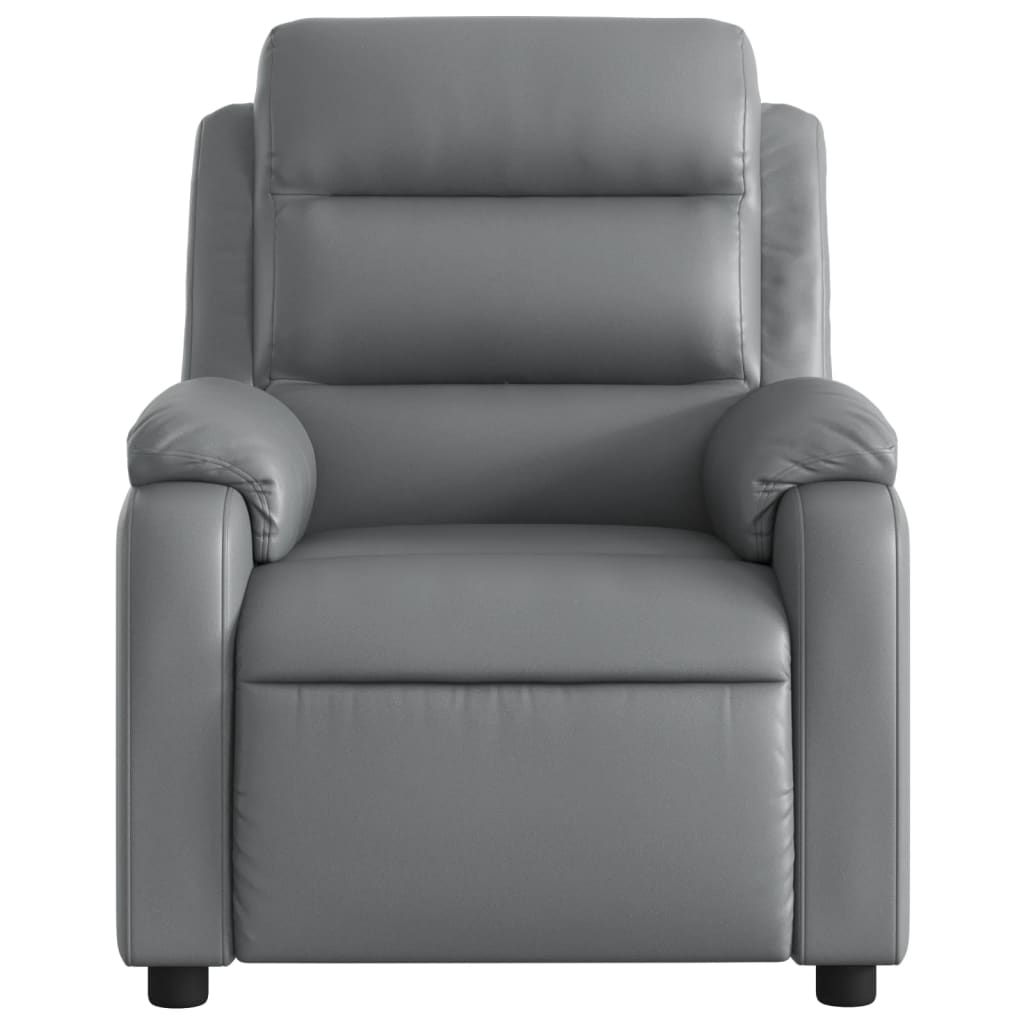 Electric Massage Recliner Chair Gray Faux Leather