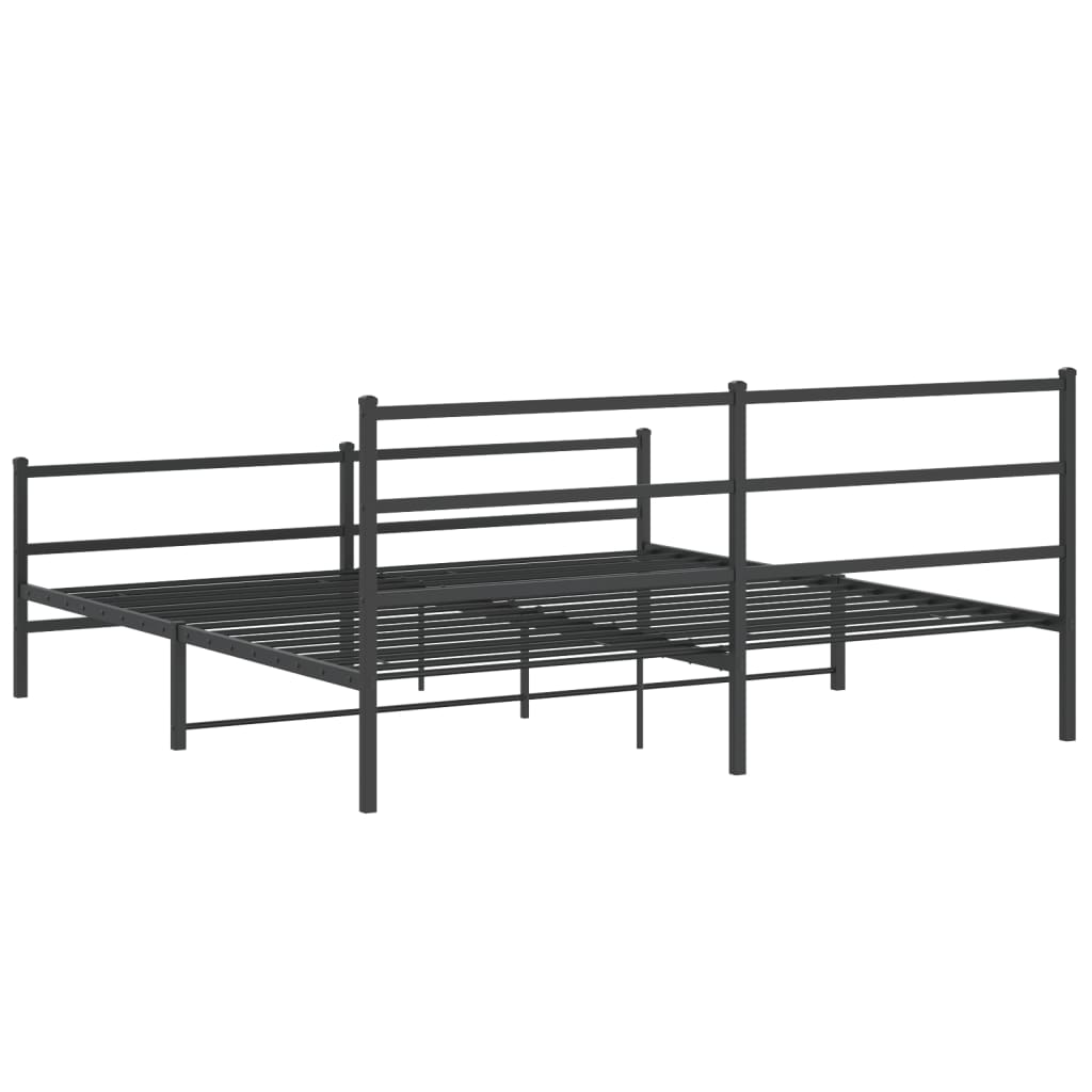 Metal Bed Frame without Mattress with Footboard��Black 76"x79.9"