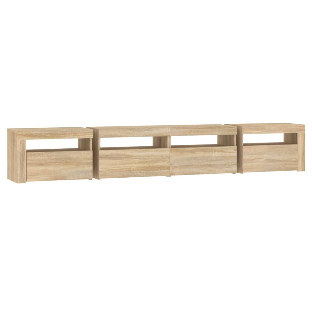 TV Stand with LED Lights Sonoma Oak 94.5"x13.8"x15.7"