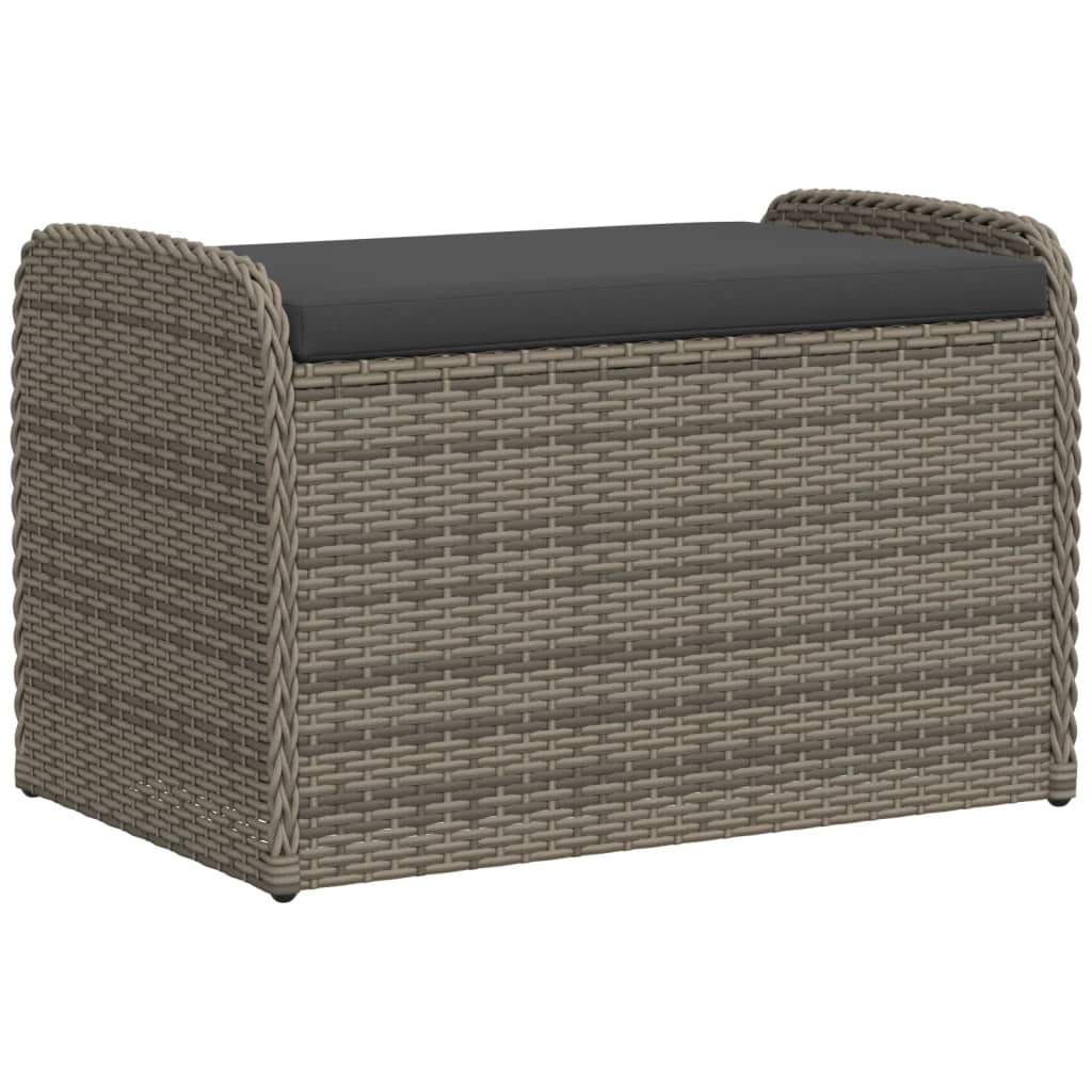 Storage Bench with Cushion Gray 31.5"x20.1"x20.5" Poly Rattan