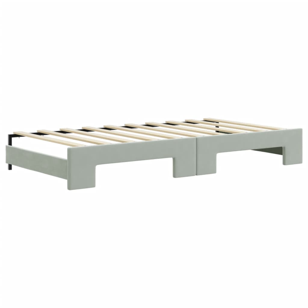 Daybed with Trundle without Mattress Light Gray 39.4"x74.8"