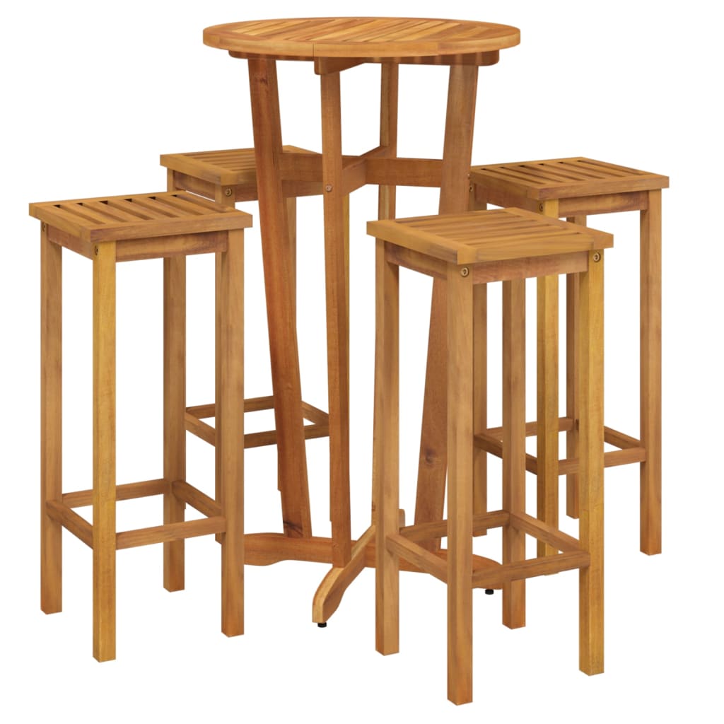 5 Piece Patio Bar Set Solid Wood Acacia