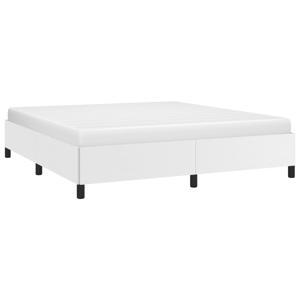 Bed Frame without Mattress White 76"x79.9" King Faux Leather