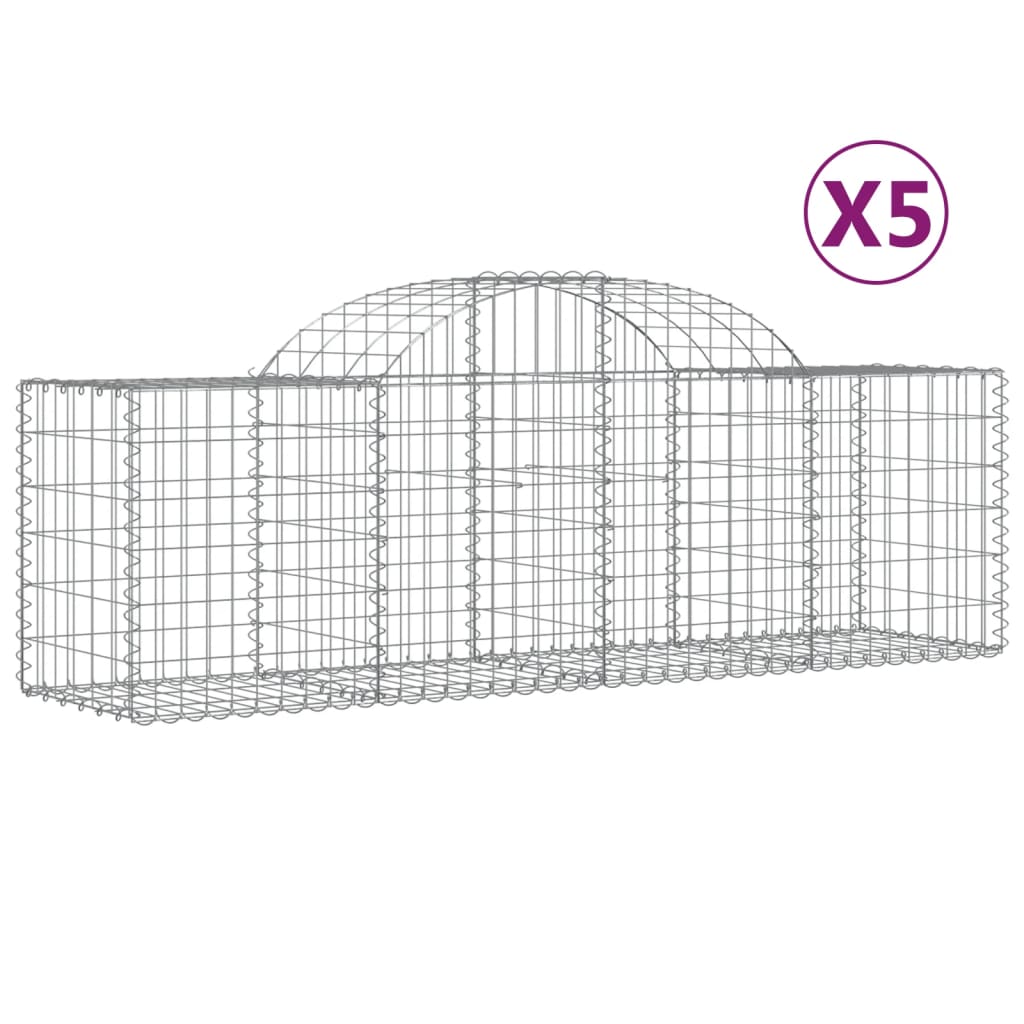 Arched Gabion Baskets 5 pcs 78.7"x19.7"x23.6"/31.5" Galvanized Iron