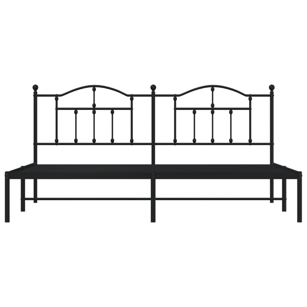 Metal Bed Frame without Mattress with Headboard Black 76"x79.9"