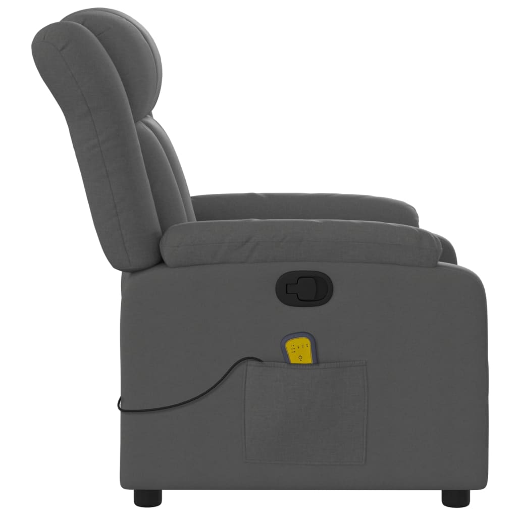 Massage Recliner Chair Dark Gray Fabric