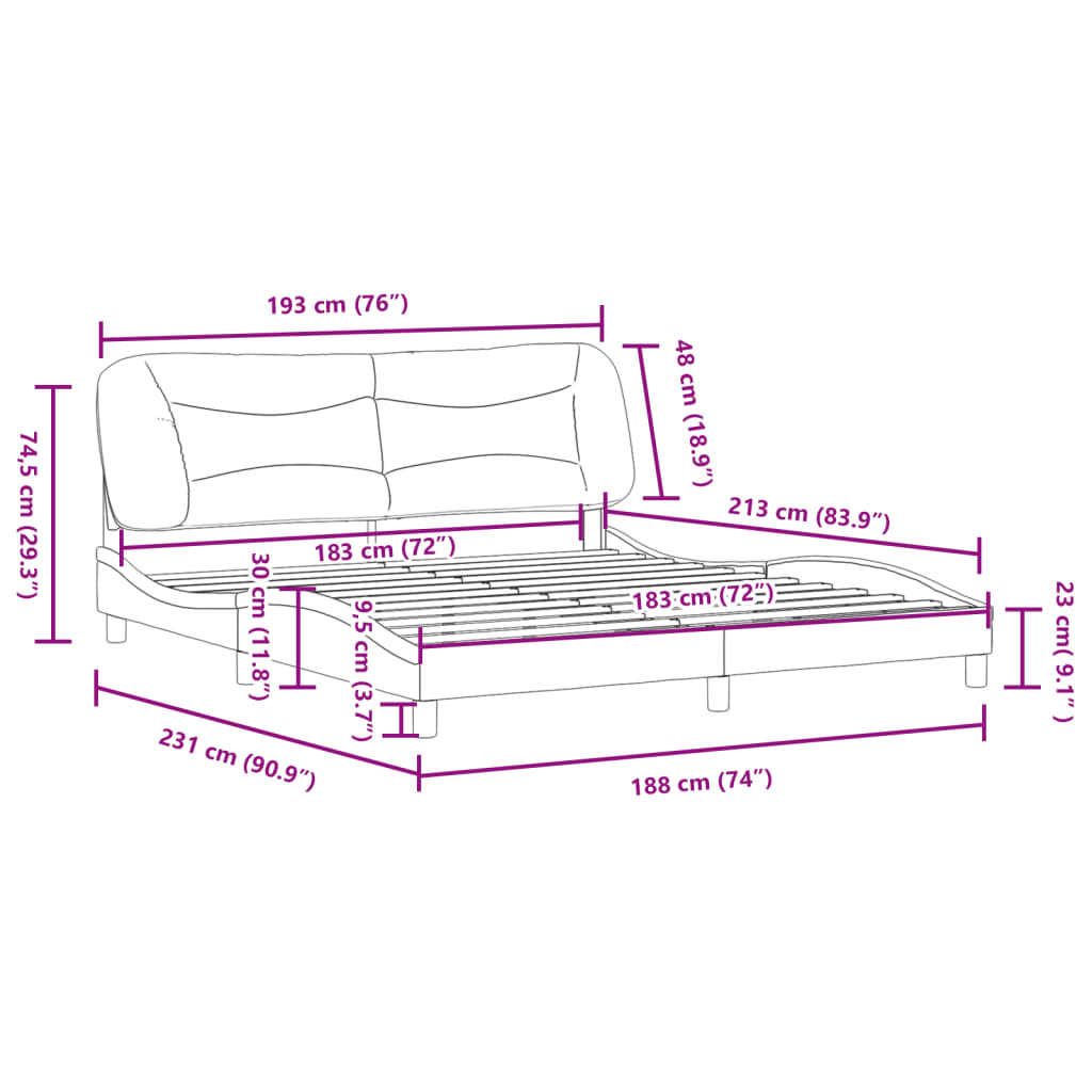 Bed Frame without Mattress Dark Gray 72"x83.9"Fabric