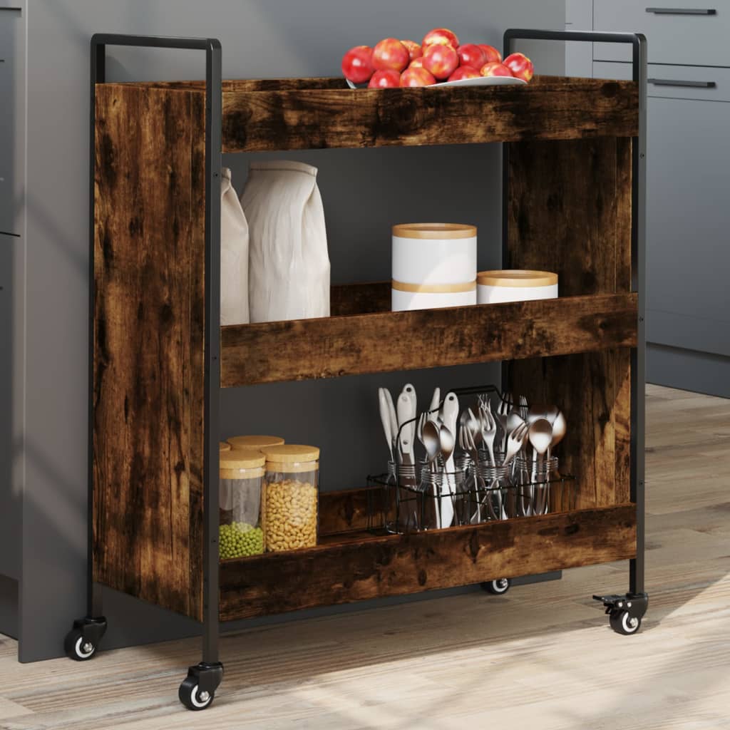 Kitchen Trolley Black 27.6"x11.8"x32.3" Engineered Wood