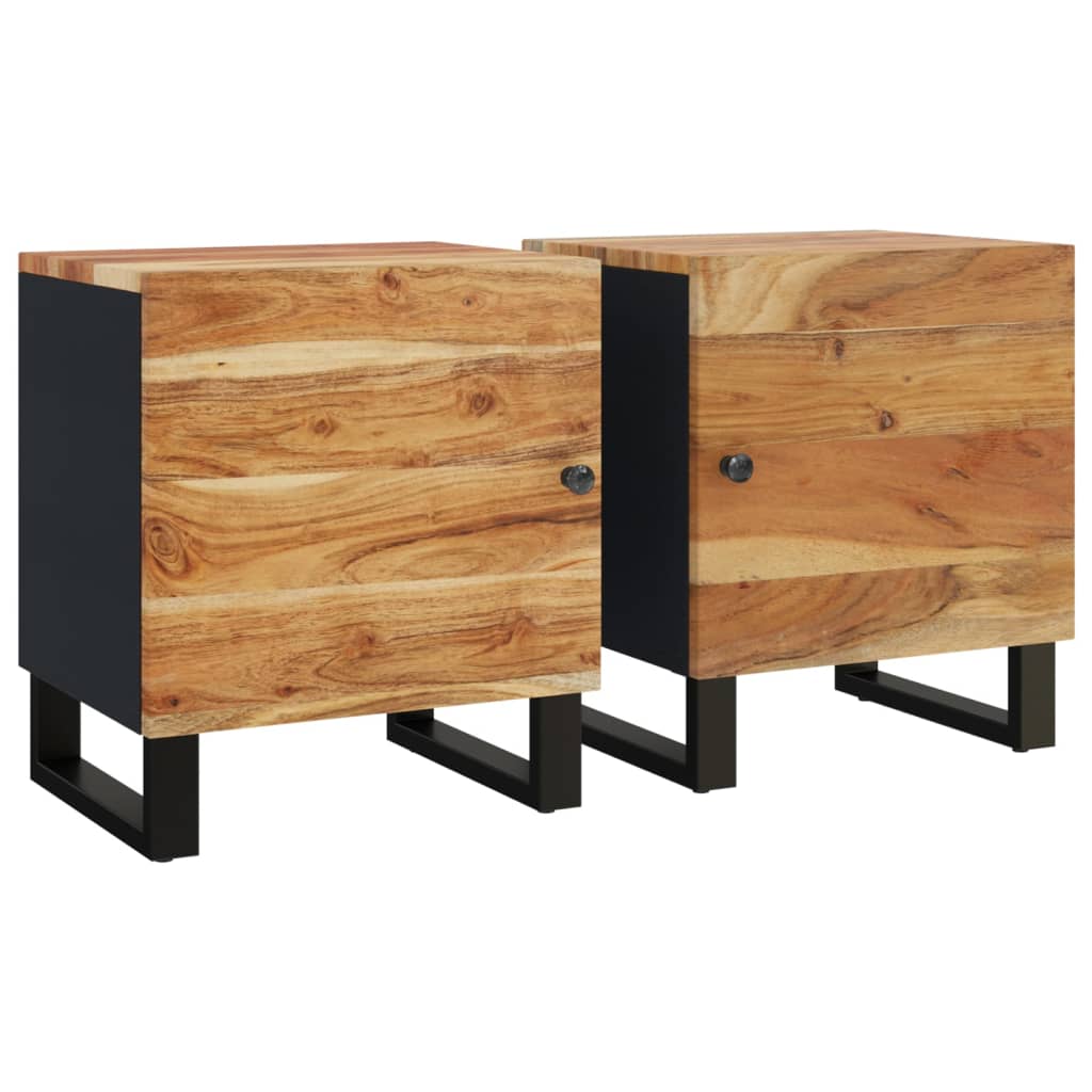 Bedside Cabinets 2 pcs 15.7"x13"x18.1" Solid Wood Acacia