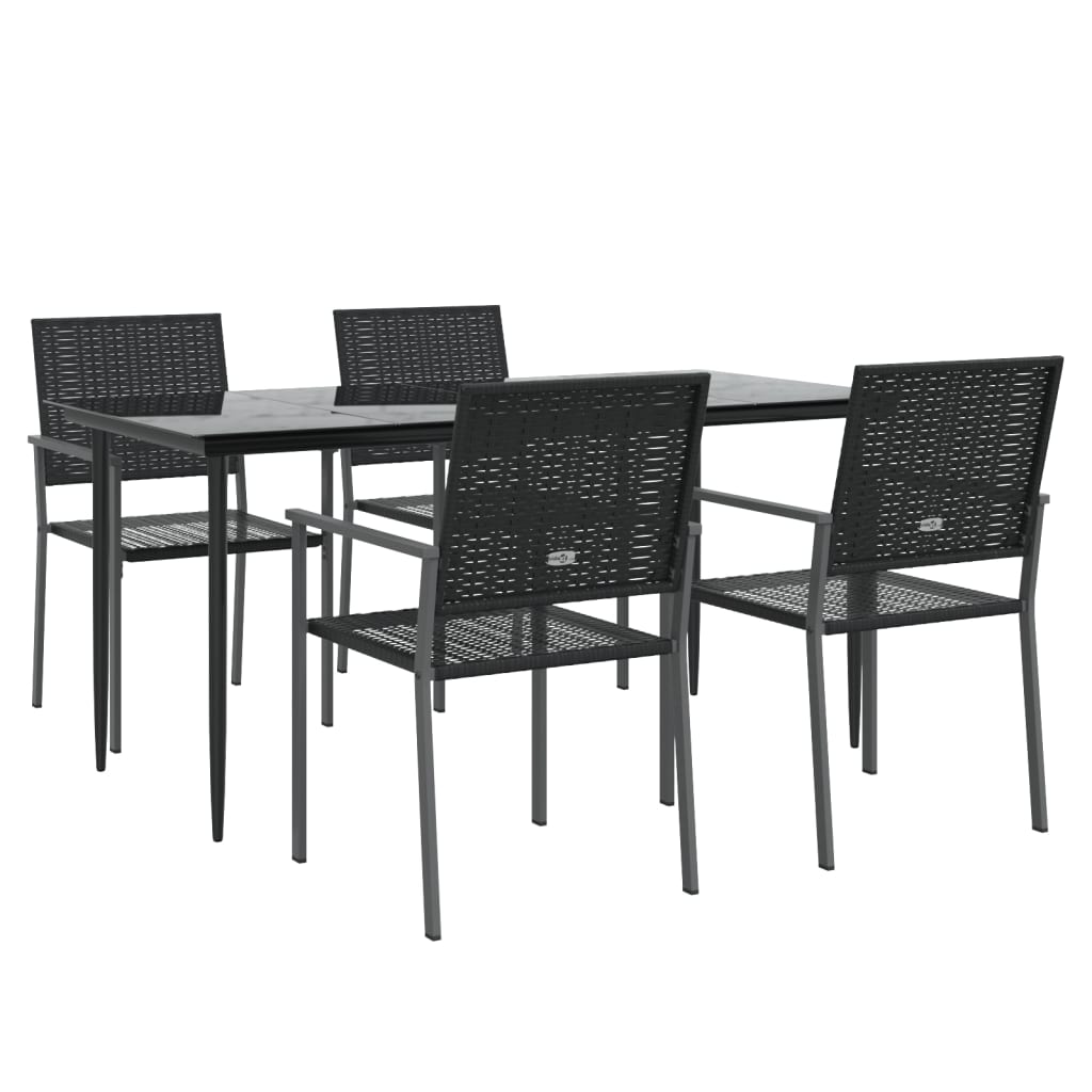 5 Piece Patio Dining Set Poly Rattan and Steel