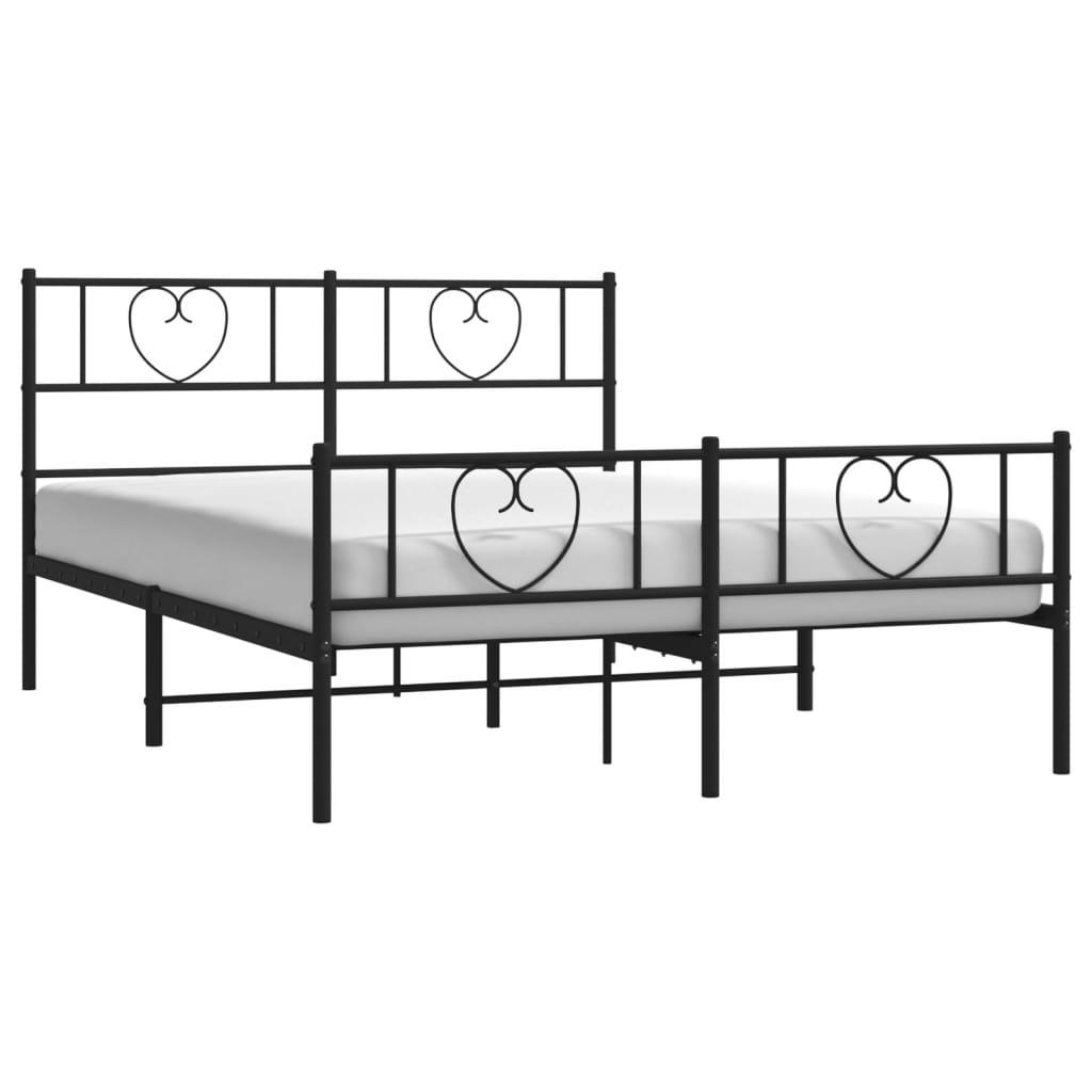 Metal Bed Frame without Mattress with Footboard Black 59.1"x78.7"