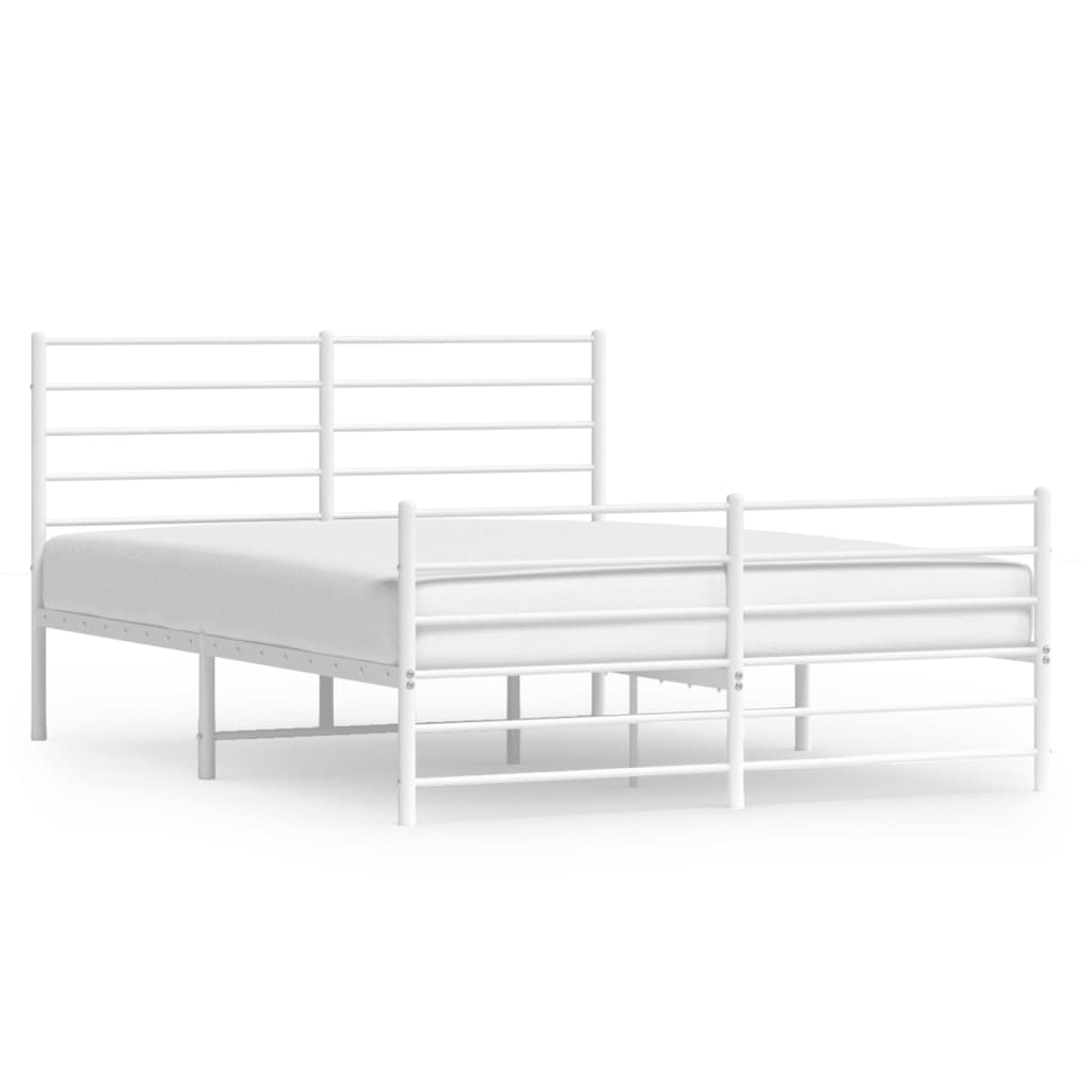 Metal Bed Frame without Mattress with Footboard White 59.1"x78.7"