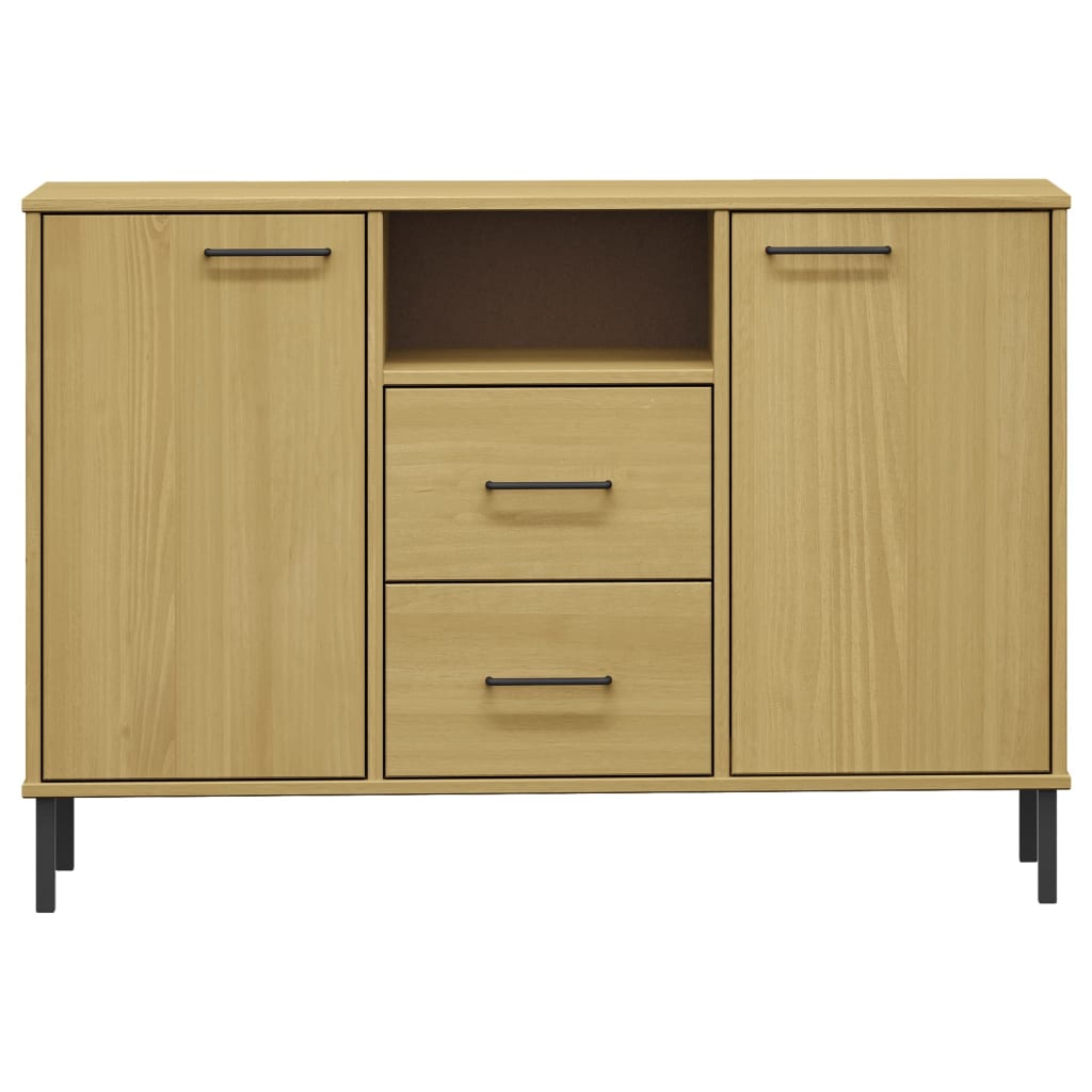 Sideboard with Metal Legs Brown 44.5"x15.7"x30.3" Solid Wood OSLO