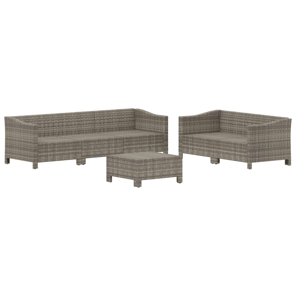 6 Piece Patio Lounge Set with Cushions Gray Poly Rattan