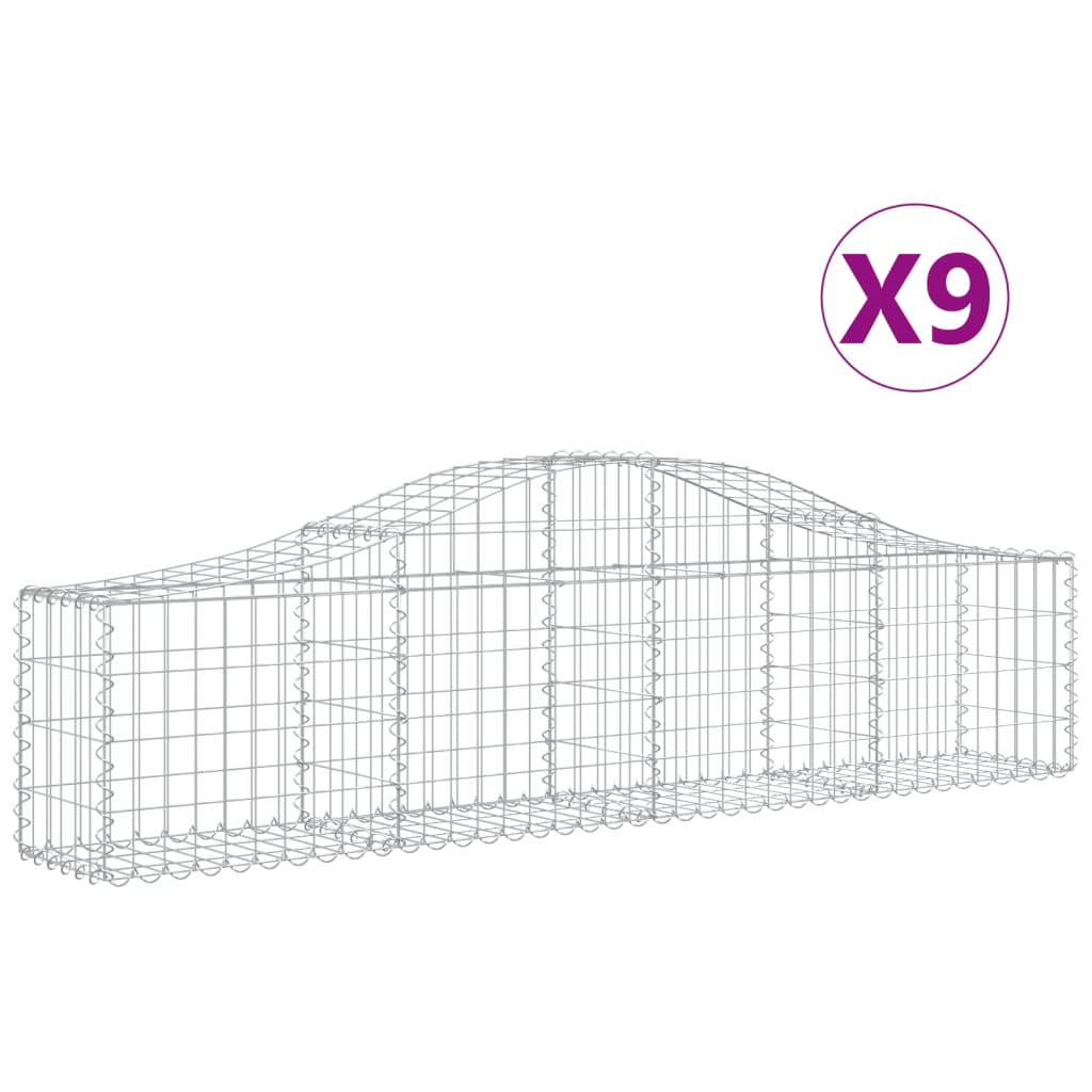 Arched Gabion Baskets 9 pcs 78.7"x11.8"x15.7"/23.6" Galvanized Iron