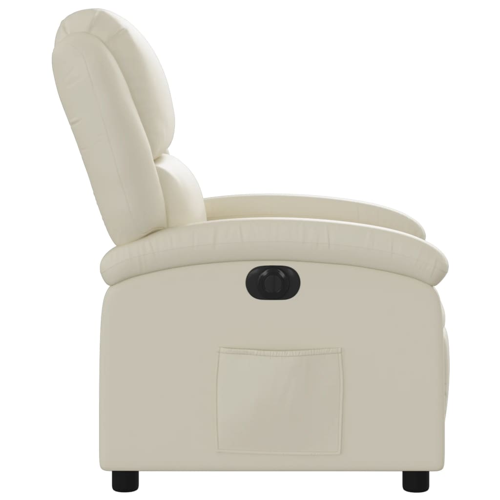 Electric Recliner Chair Cream Faux Leather