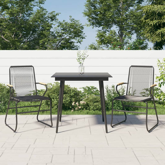 3 Piece Patio Dining Set Black PVC Rattan