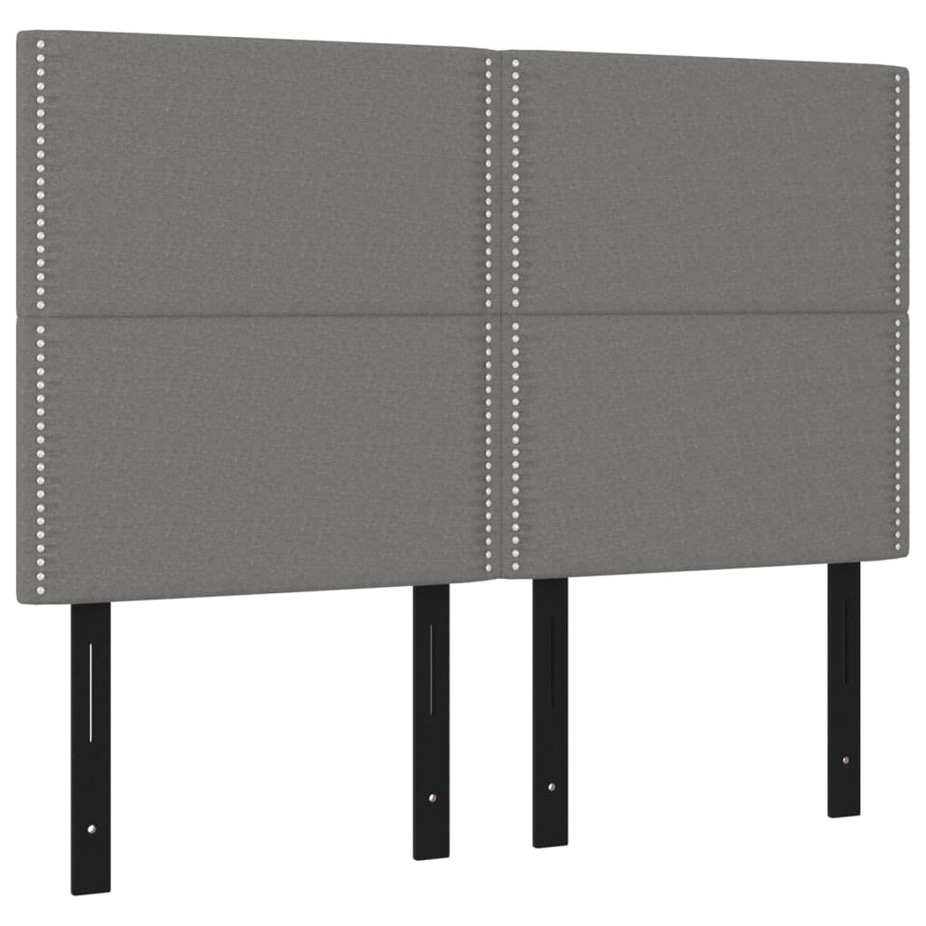 Headboards 4 pcs Dark Gray 28.3"x2"x30.7"/34.6" Fabric