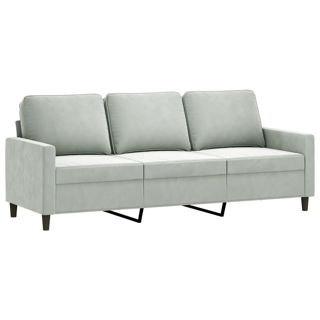 3 Piece Sofa Set with Cushions Light Gray Velvet