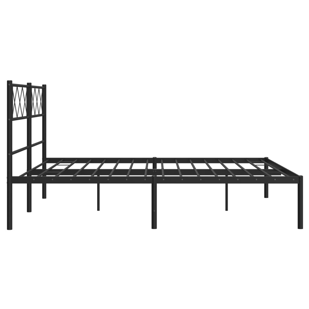 Metal Bed Frame without Mattress with Headboard Black 53.1"x74.8"