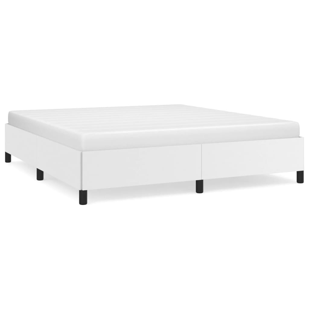 Bed Frame without Mattress White 76"x79.9" King Faux Leather