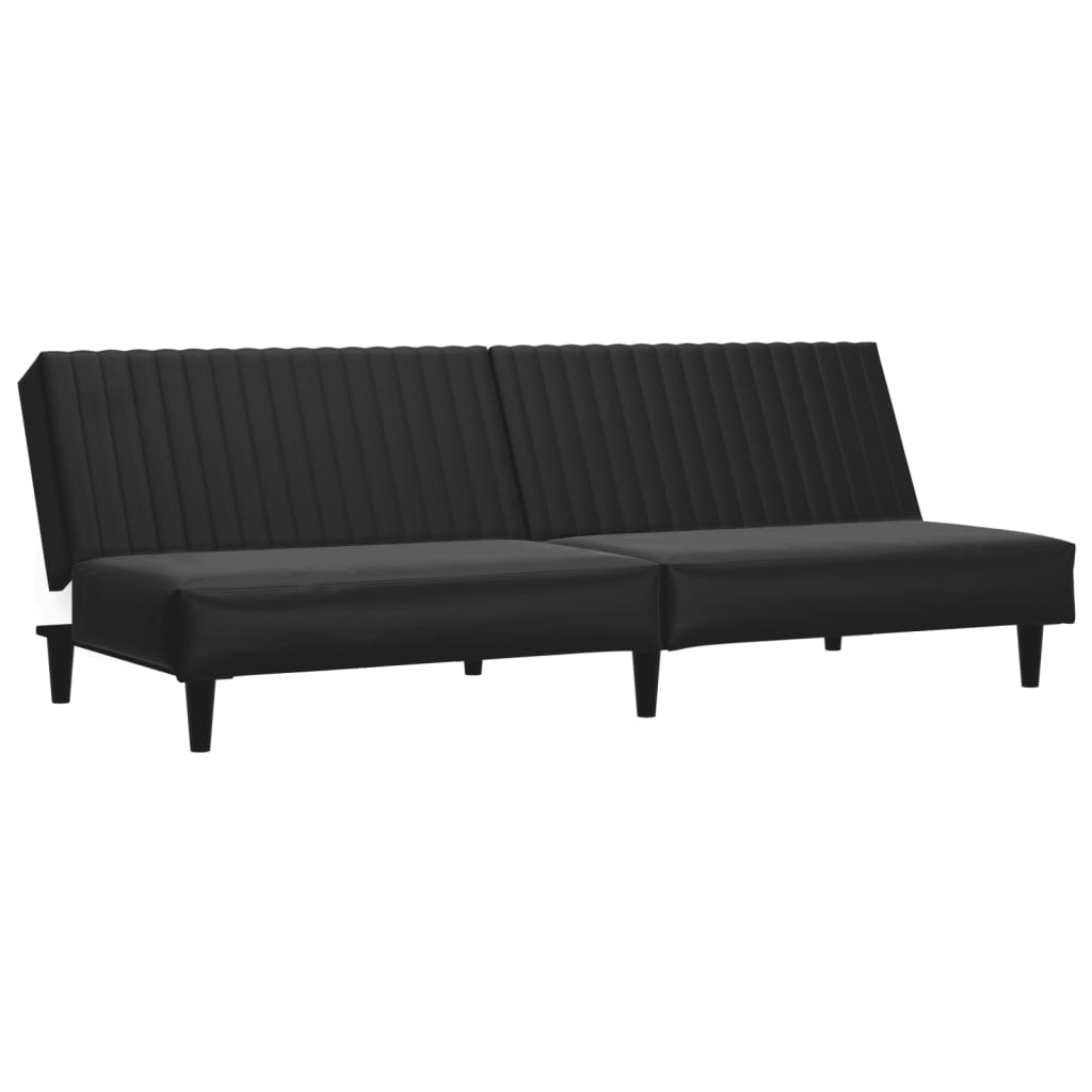 2 Piece Sofa Set Black Faux Leather