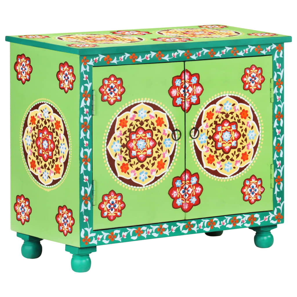 Hand Painted Sideboard Multicolor 27.6"x13.8"x23.6" Solid Mango Wood