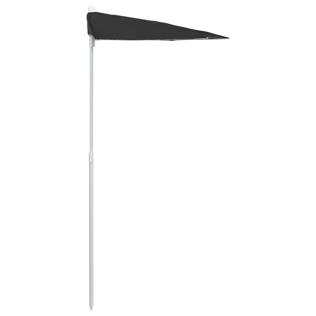 Garden Half Parasol with Pole 70.9"x35.4" Black