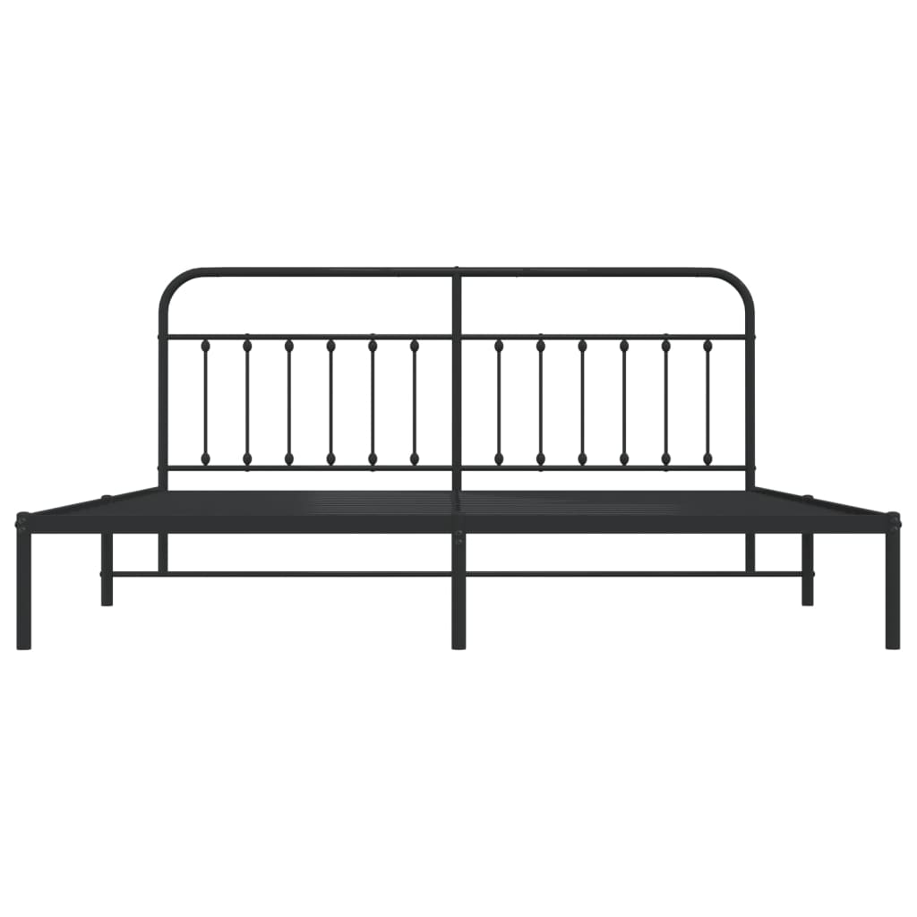 Metal Bed Frame without Mattress with Headboard Black 76"x79.9"