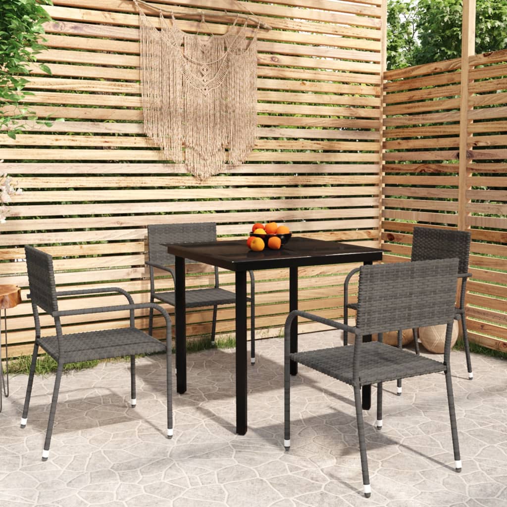 5 Piece Patio Dining Set Gray