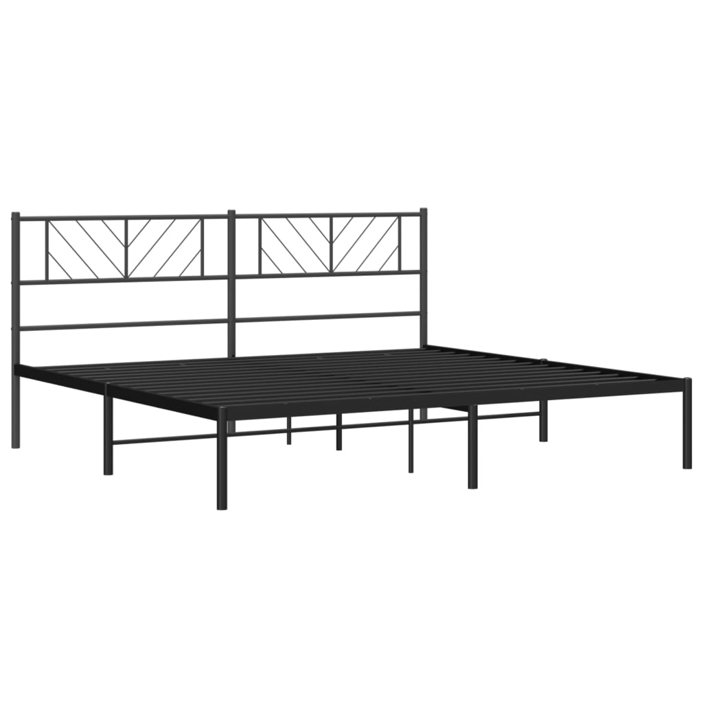 Metal Bed Frame without Mattress with Headboard Black 76"x79.9"