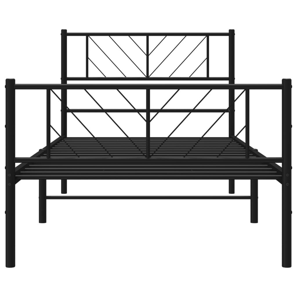 Metal Bed Frame without Mattress with Footboard Black 39.4"x74.8"