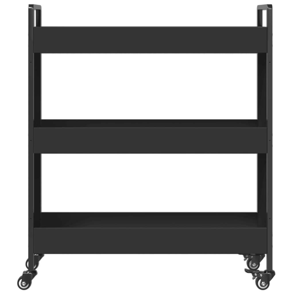 Kitchen Trolley Black 27.6"x11.8"x32.3" Engineered Wood