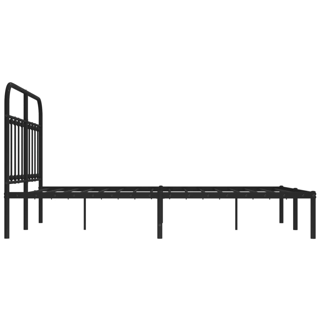 Metal Bed Frame without Mattress with Headboard Black 53.1"x74.8"